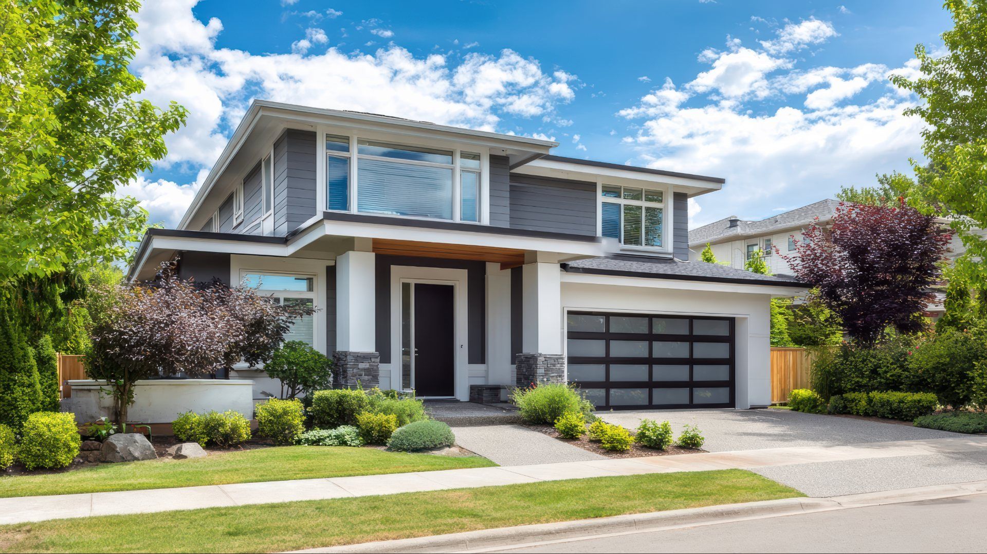 Long Island home with a new roof, siding and landscaped front yard