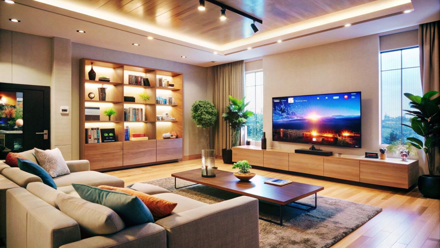 Basement media room with built-in shelving, Glen Cove NY